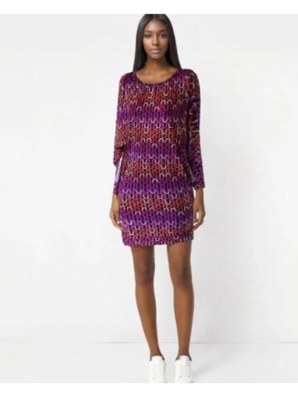 Trina Turk Echo Swim Cover Up XL Purple Pink Geometric Beach Tunic Dress New NWT